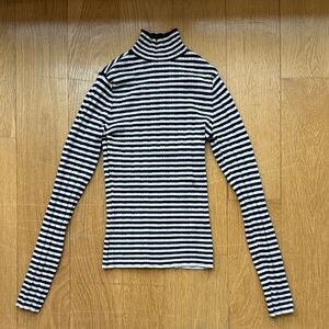 Striped Navy and White Turtleneck knit Top